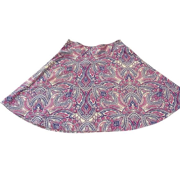 Talbots Midi Skirt Womens 12 Pink Paisley 100% Cotton Flowy Boho Career - Picture 3 of 9